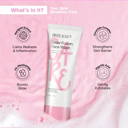 Swiss Beauty Care Glow Fusion Face Wash 100gm | Deep Yet Gentle Cleanse | 2% Niacinamide & Marigold Extract | Exfoliates, Brightens & Refreshes Skin | Daily Dirt & Oil Removal