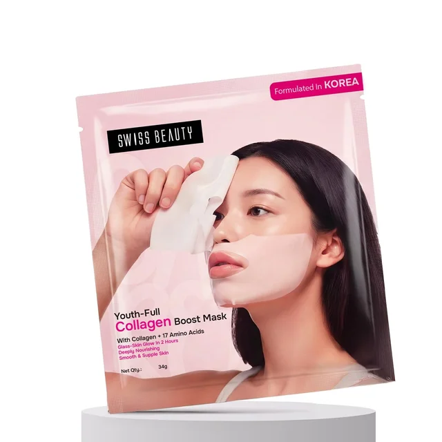 Swiss Beauty Care Youth-Full Collagen Boost Mask 34g | Glass Skin in 2 Hours | With Collagen & 17 Amino Acids | Plumping Hydration | Smooth, Fresh & Radiant Skin