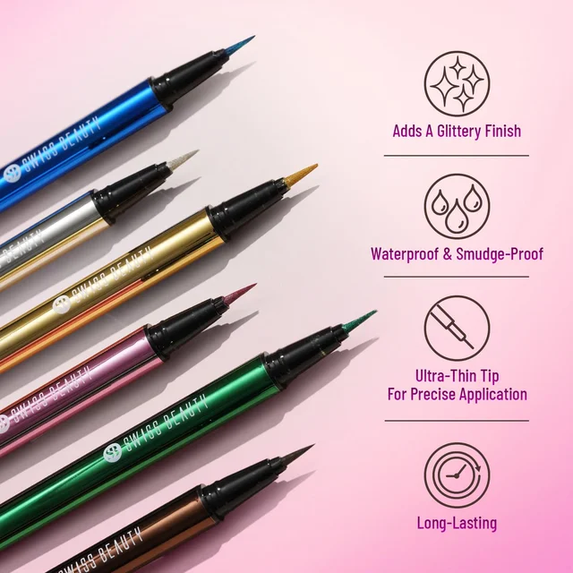 Swiss Beauty Magic Blue Pencil Eye Sparkle Sketch Eyeliner | Quick-Drying & Waterproof | Long-Lasting & Smudge-Proof | Intense Color & Precise Application