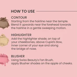 Swiss Beauty Cheek-A-Boo Face Palette 3-in-1 Blusher, Contour & Highlighter Shade 02 for a Sculpted Glow| Highly Pigmented, Blendable & Long-Lasting