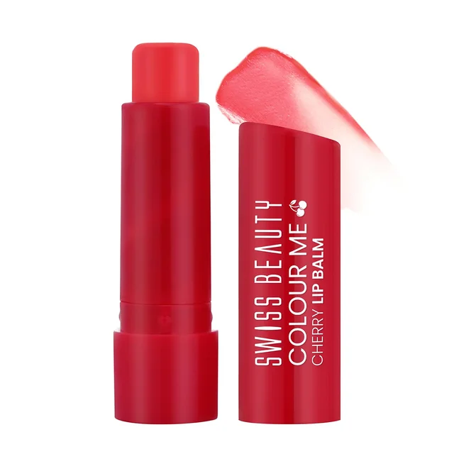 Swiss Beauty Cherry Pop Colour Me Lip Balm with 12-hour hydration & SPF 15 | Long-Lasting & Glossy Finish | Heals dry & Chapped lips | Shea Butter & Vitamin E