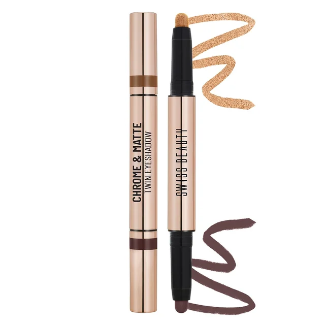 Swiss Beauty Chrome & Matte Twin Eyeshadow Shade- 03 Cinnamon Crush 2g | Duo eyeshadow with matte and chrome finish | Non-creasing | Mix of matte & metallic finish | Vibrant stay for up to 24 hours | Pigmented & Long-Lasting |