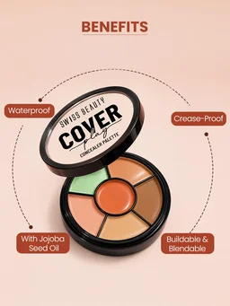 Swiss Beauty Cover Play Concealer Palette Light to Medium | Multi-Shade Face Concealer | Hides Imperfections | Waterproof & Long-Lasting | Blendable Makeup Palette