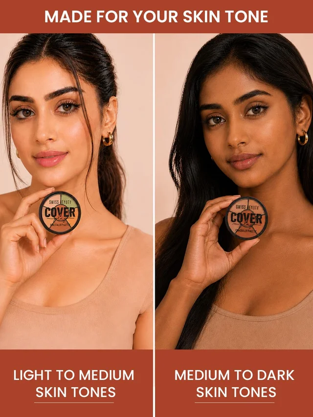 Swiss Beauty Cover Play Concealer Palette Light to Medium | Multi-Shade Face Concealer | Hides Imperfections | Waterproof & Long-Lasting | Blendable Makeup Palette