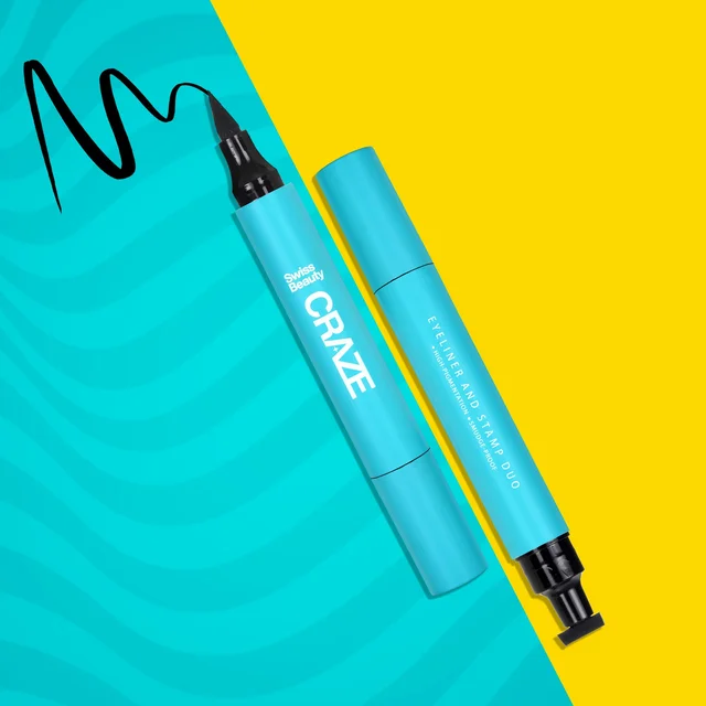 Swiss Beauty CRAZE Eyeliner and Stamp Duo | Winged Eyeliner Stamp & Pen | Waterproof, Smudge-Proof | Quick & Easy Application | Long-Lasting | Perfect Wing Every Time