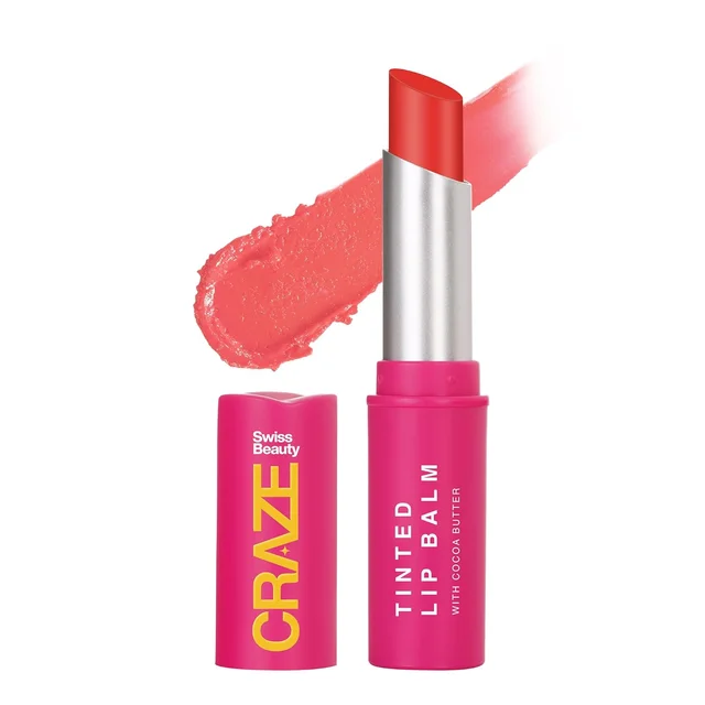 Swiss Beauty Craze Tinted Lip Balm Cherry Crush - 3.2g | Hydrating & Lightweight | Soft & Smooth Lip | Non-Greasy | Long - Lasting Moisture With Coco Butter