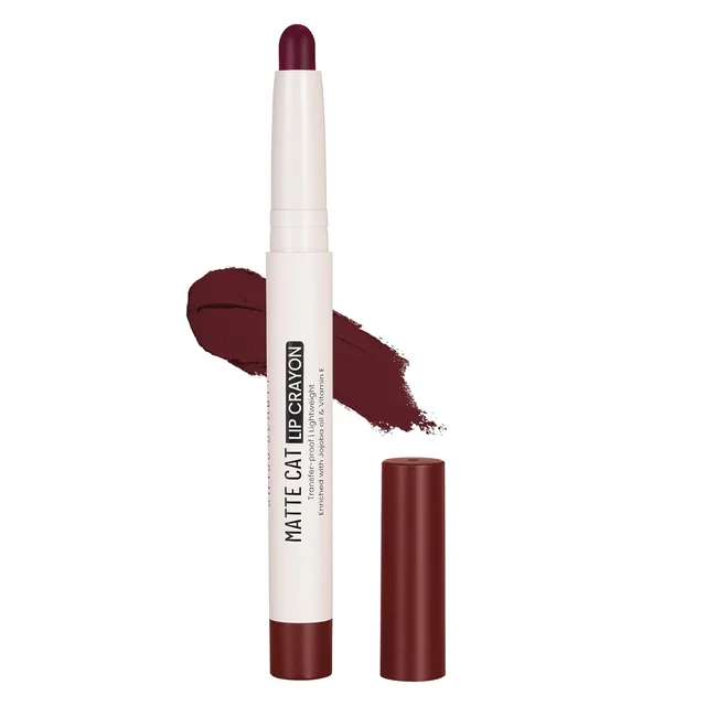 Swiss Beauty Matte Cat Lip Crayon 24 Cushy Evening with Vitamin E & Jojoba Oil | Highly Pigmented | Matte Finish & 8 Hour Stay | Smudge-proof & waterproof