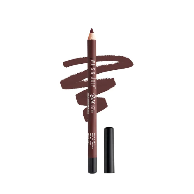 Swiss Beauty Dark Chocolate Shade Bold Matt Lip Liner | Fuller lip effect | Long-lasting & Creamy Formula | Lightweight | Easy to blend & Matte Finish