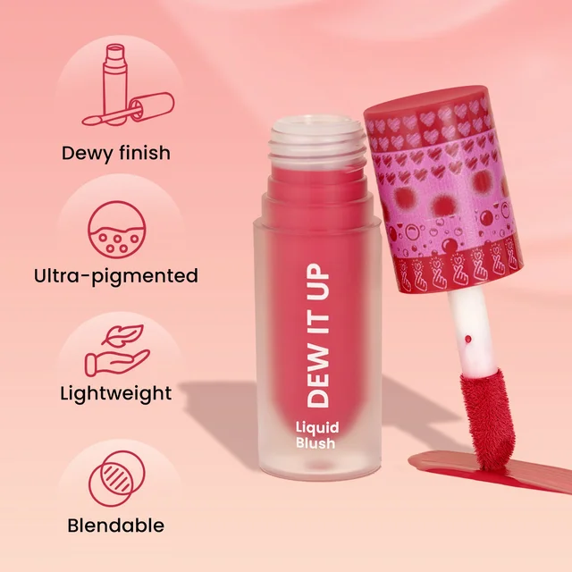 Swiss Beauty Dew It Up Liquid Blush 02-Muted Pink 4ml | Ultra-Pigmented & Lightweight | Infused with Vitamin E & C | Dewy, Natural Finish | Blendable & Long-Lasting