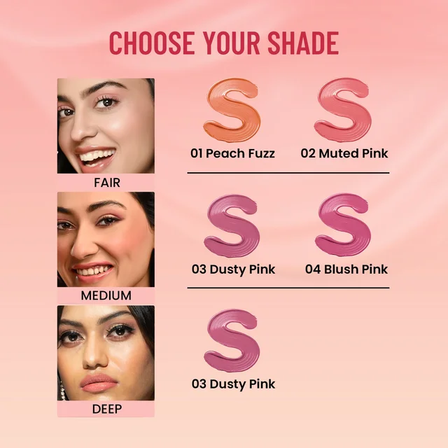 Swiss Beauty Dew It Up Liquid Blush 02-Muted Pink 4ml | Ultra-Pigmented & Lightweight | Infused with Vitamin E & C | Dewy, Natural Finish | Blendable & Long-Lasting