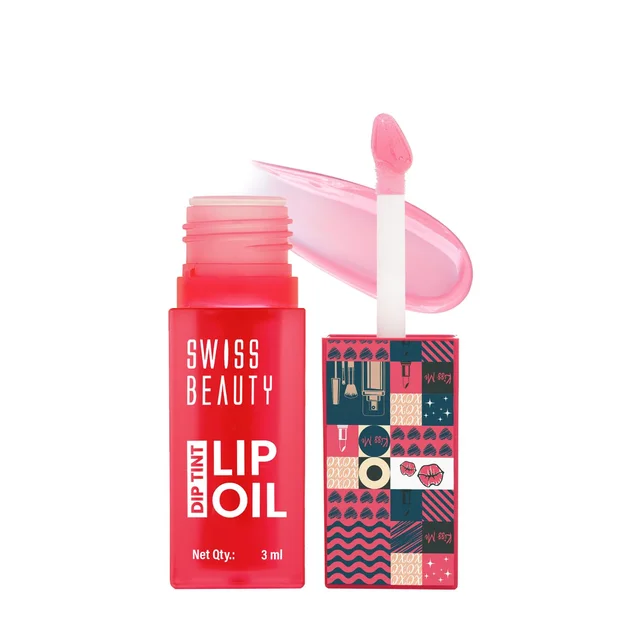 Swiss Beauty Dip Tint Colour Lip Oil - Dragon Fruit | Infused with pH-based blend | Colour-Changing lip oil | Long-lasting hydration with Vitamin E | Glossy Finish | Repairs Chapped lips