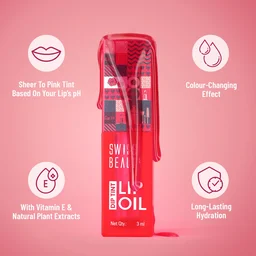 Swiss Beauty Dip Tint Colour Lip Oil - Dragon Fruit | Infused with pH-based blend | Colour-Changing lip oil | Long-lasting hydration with Vitamin E | Glossy Finish | Repairs Chapped lips