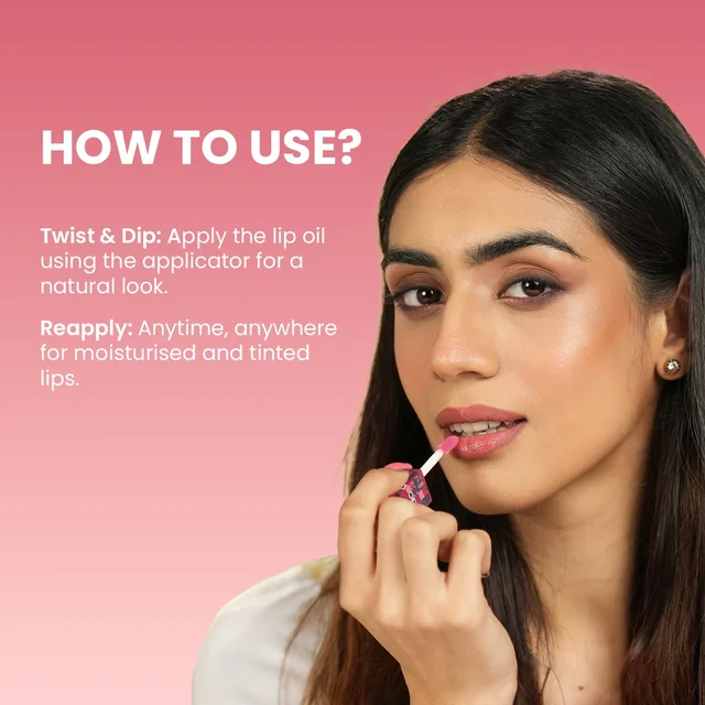Swiss Beauty Dip Tint Colour Lip Oil - Dragon Fruit | Infused with pH-based blend | Colour-Changing lip oil | Long-lasting hydration with Vitamin E | Glossy Finish | Repairs Chapped lips