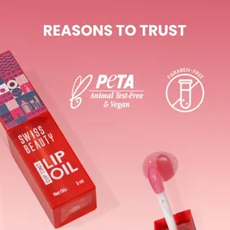 Swiss Beauty Dip Tint Colour Lip Oil - Dragon Fruit | Infused with pH-based blend | Colour-Changing lip oil | Long-lasting hydration with Vitamin E | Glossy Finish | Repairs Chapped lips