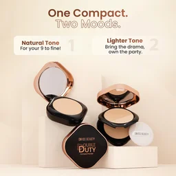 Swiss Beauty Double Duty Compact Powder 18g, Shade 02 Vanilla Sand / Vanilla Glow | 2-in-1 Day to Night Compact | Buildable Coverage | With Vitamin E & Hyaluronic Acid