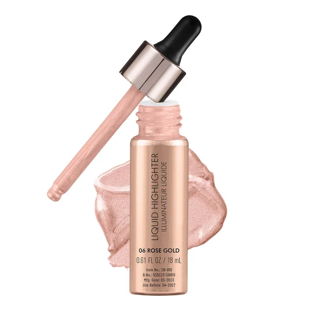Swiss Beauty Drop & Glow Rose Gold Liquid Highlighter | Lightweight, Blendable & Long-Lasting | Multi-Use Illuminator for a Radiant, Dewy & Luminous Golden Glow