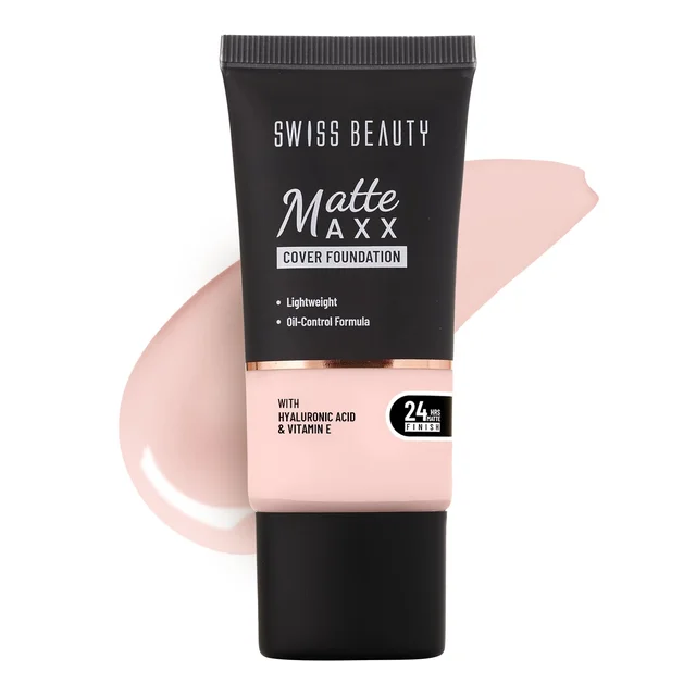 Swiss Beauty Foundation Matte Maxx Cover 02 Ivory Cool, 30g| 24-Hour Wear |Hyaluronic Acid & Vitamin E | Oil-Control Formula |