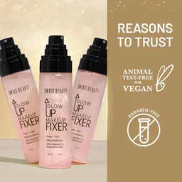 Swiss Beauty Glow Up Makeup Fixer 100ml | Preps & Sets Makeup | Dewy Radiance | Face & Body Makeup Setting Spray | With Vitamin C & Hyaluronic Acid