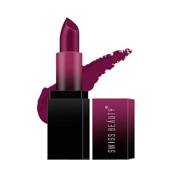 Swiss Beauty HD Matte Lipstick 3.5g | Plum House 06| Suitable For All Skin Tones
