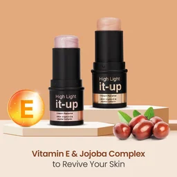 Swiss Beauty High Light It-Up Highlighter � 8g | With Vitamin E & Jojoba Complex | Long-Lasting | Instant Radiance | Creamy & Blendable | Highlighter for daily use | Flawless skin | Twist-Up Format | Shade- Golden
