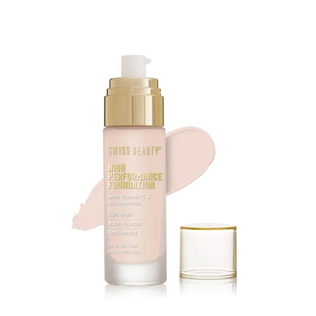 Swiss Beauty High Performance Foundation Rose-Blush, 55g with Vitamin C & Niacinamide | Medium to Buildable Coverage | Water-Resistant & Lightweight Formula for Even Skin Tone