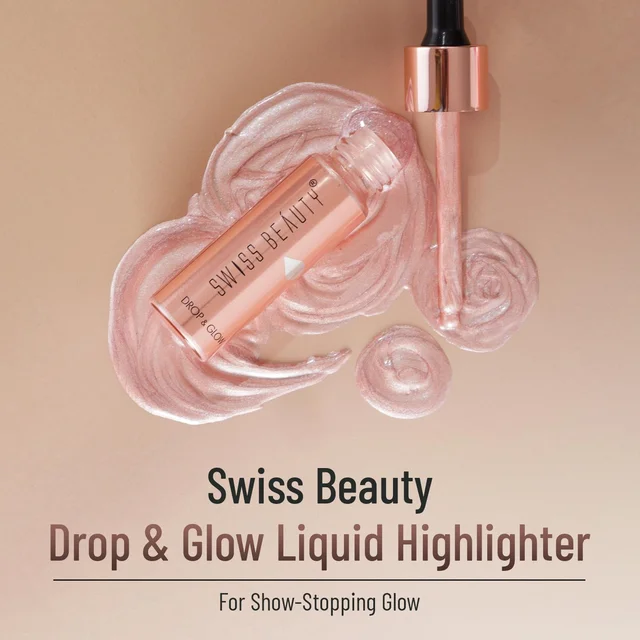 Swiss Beauty Highlighter Drop & Glow Metal Liquid | Lightweight, Blendable & Long-Lasting | Multi-Use Illuminator for a Radiant, Dewy & Luminous Golden Glow