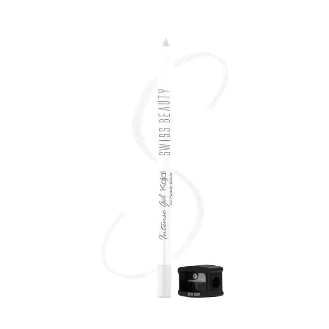 Swiss Beauty Intense Gel Kajal 1.2g 07 Parley White Shade with Sharpener | 12-Hour Stay | Waterproof & Smudge-Proof | Creamy, Highly Pigmented Multi-Use Eye Pencil