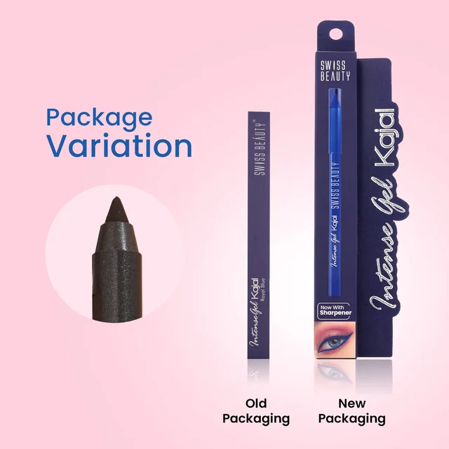 Swiss Beauty Intense Gel Kajal 1.2g 01 Black Shade with Sharpener | 12-Hour Stay | Waterproof & Smudge-Proof | Creamy, Highly Pigmented Multi-Use Eye Pencil