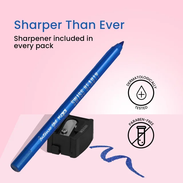 Swiss Beauty Intense Gel Kajal 1.2g 01 Black Shade with Sharpener | 12-Hour Stay | Waterproof & Smudge-Proof | Creamy, Highly Pigmented Multi-Use Eye Pencil