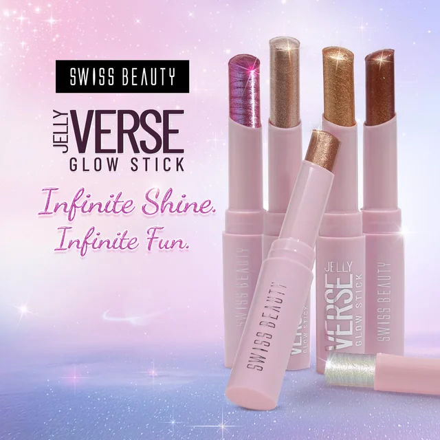 Swiss Beauty Jelly Verse Glow Stick Shade 05 Orbit Gleam | Crease-Proof Lightweight Jelly Highlighter | Soft Pearly Glow | Smooth Jelly-to-Powder Shine Stick | Stellar Glow Shade