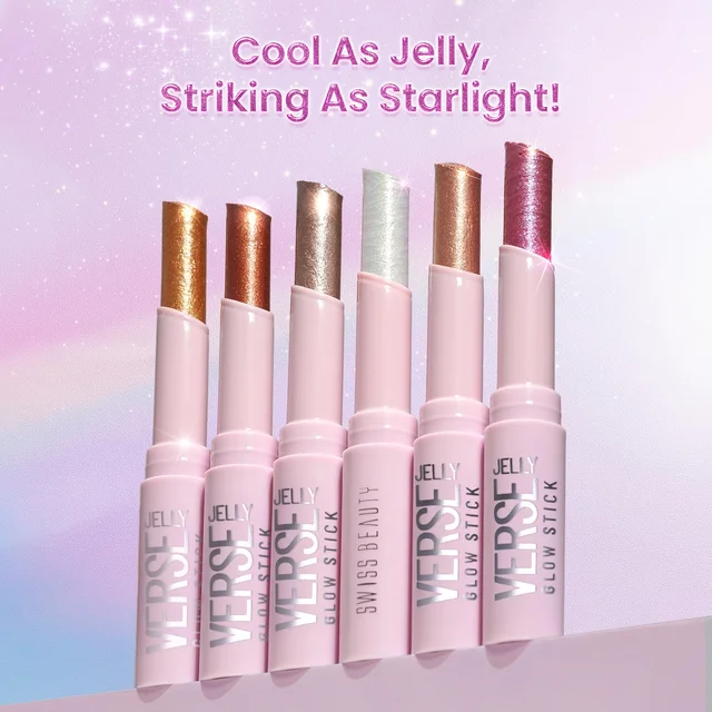 Swiss Beauty Jelly Verse Glow Stick Shade 05 Orbit Gleam | Crease-Proof Lightweight Jelly Highlighter | Soft Pearly Glow | Smooth Jelly-to-Powder Shine Stick | Stellar Glow Shade