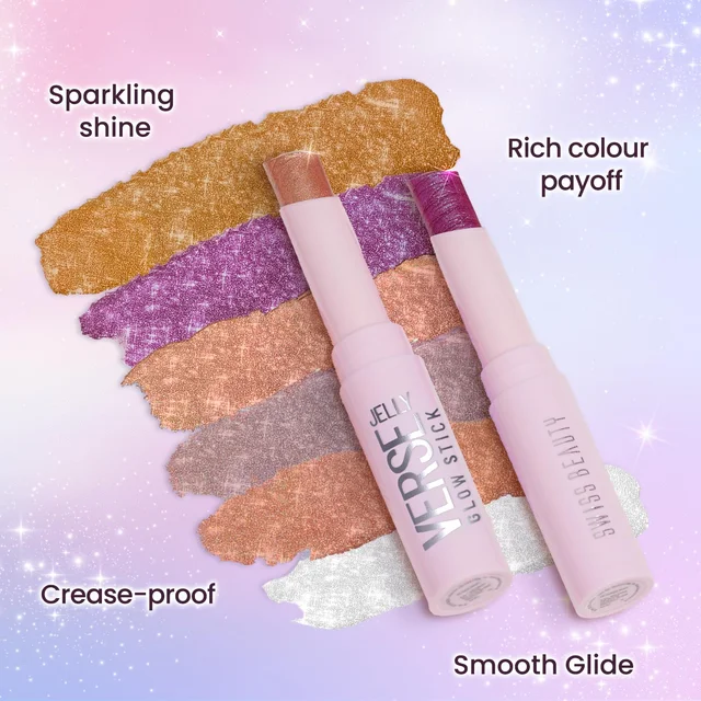 Swiss Beauty Jelly Verse Glow Stick Shade 05 Orbit Gleam | Crease-Proof Lightweight Jelly Highlighter | Soft Pearly Glow | Smooth Jelly-to-Powder Shine Stick | Stellar Glow Shade