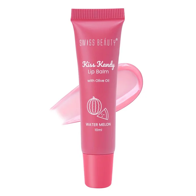 Swiss Beauty Kiss Kandy Lip Balm Water Melon - 10ml | with Olive Oil | Soft & Smooth Lips | Long-lasting Hydration | Non- Sticky & Lightweight .