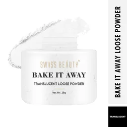Swiss Beauty Makeup Loose Powder Transparent 28g | Bake It Away Translucent Loose Powder | Lightweight | Control Oils | Long-Lasting Wear | Flawless makeup setting | Shade - Transparent | 28g