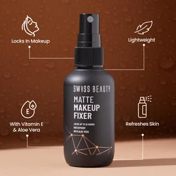 Swiss Beauty Matte Makeup Fixer Spray, 70ML with Vitamin E & Aloe Vera | Waterproof | Long-Lasting & Smudge-Proof | Lightweight, Non-Sticky & Matte Finish Setting Spray