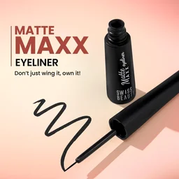 Swiss Beauty Matte Max Liquid Eyeliner | Bold Matte Finish | Long-Lasting | Smudge-proof | Quick Drying | With Fine-tip applicator eyeliner | Intense matte finish | 4g