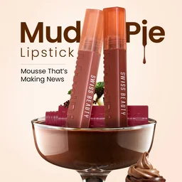 Swiss Beauty Mudpie Lipstick 3g Shade 15 She's Fearless | Soft Matte Mousse Finish | Highly Pigmented Non-Transfer Long-Lasting Lip Color with Hyaluronic Acid & Castor Oil