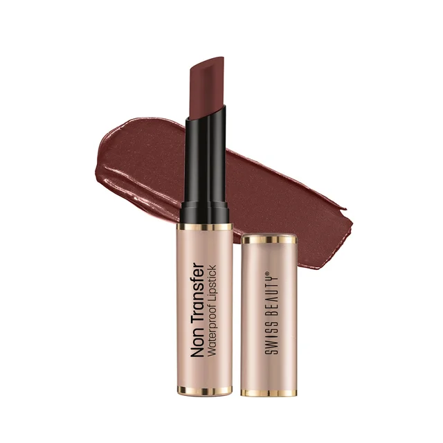 Swiss Beauty Non Transfer Waterproof Lipstick 3g | Chocobar 419 | Easy To Use