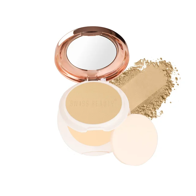 Swiss Beauty Oil Control Compact Powder Shade - Skin-Beige | 20g | for Matte, Shine-Free Skin | Day & Night Makeup Look | Oil-Controlling & Illuminating Compact Powder | Oil control powder | Smooth, Matte Finish & Lightweight Powder | Shade - Skin-Beige | 20g
