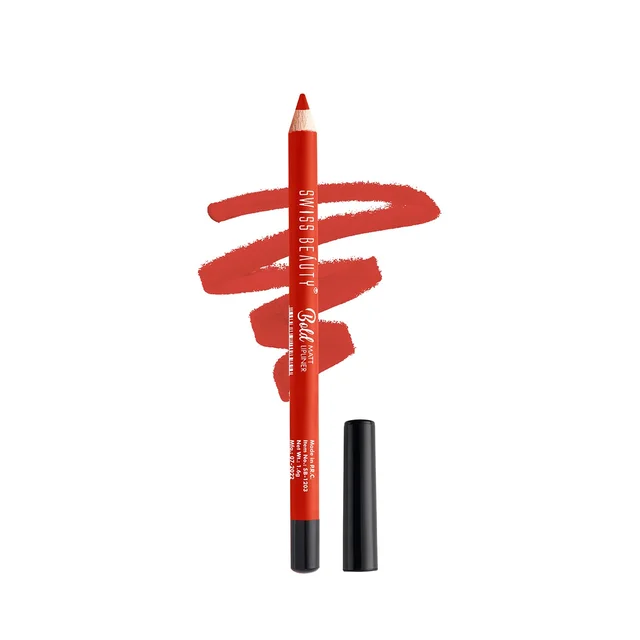 Swiss Beauty Orange Red Shade Bold Matt Lip Liner | Fuller lip effect | Long-lasting & Creamy Formula | Lightweight | Easy to blend & Matte Finish