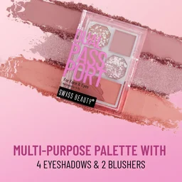 Swiss Beauty Dinner Date Face & Eye Dual Passport Palette with eya-catching shades | Stunning Eyeshadows & 1 Blusher | High-Pigment, Smooth Blending & Travel-Friendly | Matte & Shimmer Shades