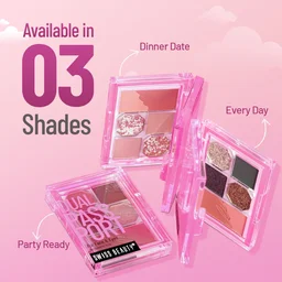 Swiss Beauty Dinner Date Face & Eye Dual Passport Palette with eya-catching shades | Stunning Eyeshadows & 1 Blusher | High-Pigment, Smooth Blending & Travel-Friendly | Matte & Shimmer Shades