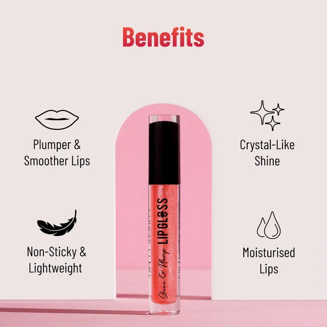 Swiss Beauty Nude Shade Shine & Plump Lip Gloss, Glass-like Shine | Non-Sticky, Smooth & hydrating Formula | Nourishing Formula for Fuller, Glossy Lips