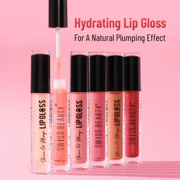 Swiss Beauty Nude Shade Shine & Plump Lip Gloss, Glass-like Shine | Non-Sticky, Smooth & hydrating Formula | Nourishing Formula for Fuller, Glossy Lips
