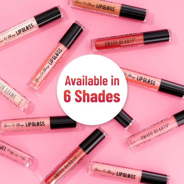 Swiss Beauty Nude Shade Shine & Plump Lip Gloss, Glass-like Shine | Non-Sticky, Smooth & hydrating Formula | Nourishing Formula for Fuller, Glossy Lips