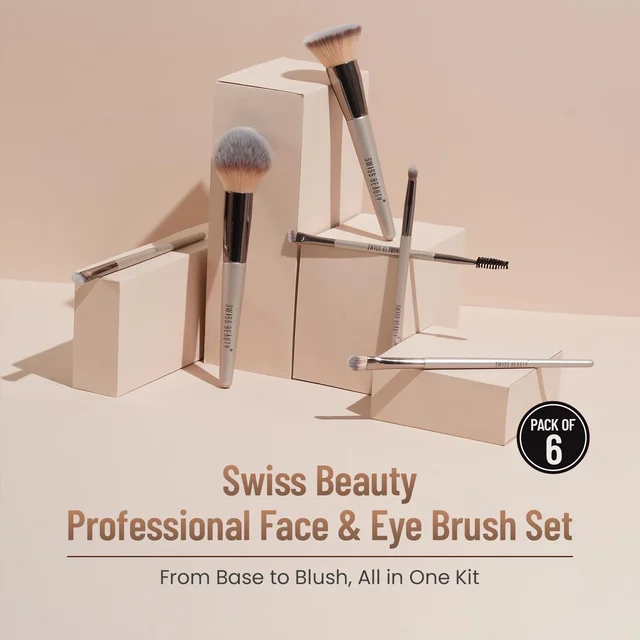 Swiss Beauty professional Face & Eye Brush Set 6pcs | Convenent And Stylish