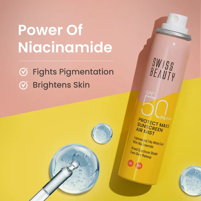 Swiss Beauty Protect Maxx Sunscreen Air Mist, SPF 50 PA+++ | Ultra-Light & Non-Greasy | UVA & UVB Protection | Hydrating & Refreshing | Quick Absorption
