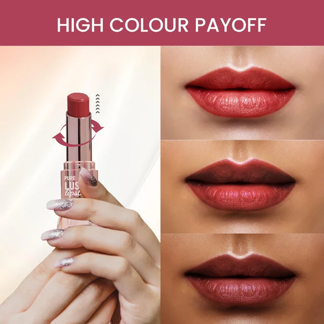 Swiss Beauty Pure Lustre Lipstick 3.8gm 08 Bleached Pink Shade | High Shine Glossy Finish | Smooth Glide Creamy Texture | Olive Oil & Vitamin E | Hydrating Lightweight Lip Color