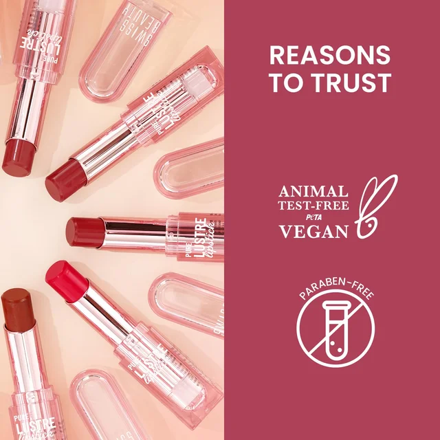 Swiss Beauty Pure Lustre Lipstick 3.8gm 08 Bleached Pink Shade | High Shine Glossy Finish | Smooth Glide Creamy Texture | Olive Oil & Vitamin E | Hydrating Lightweight Lip Color