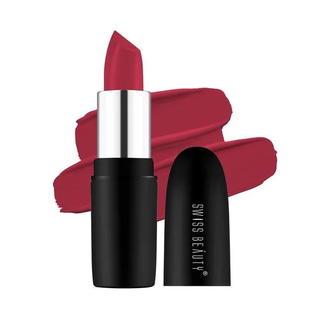 Swiss Beauty Pure Matte Lipsticks 3.8g | Coral Red 206 | Creamy Matte - 1